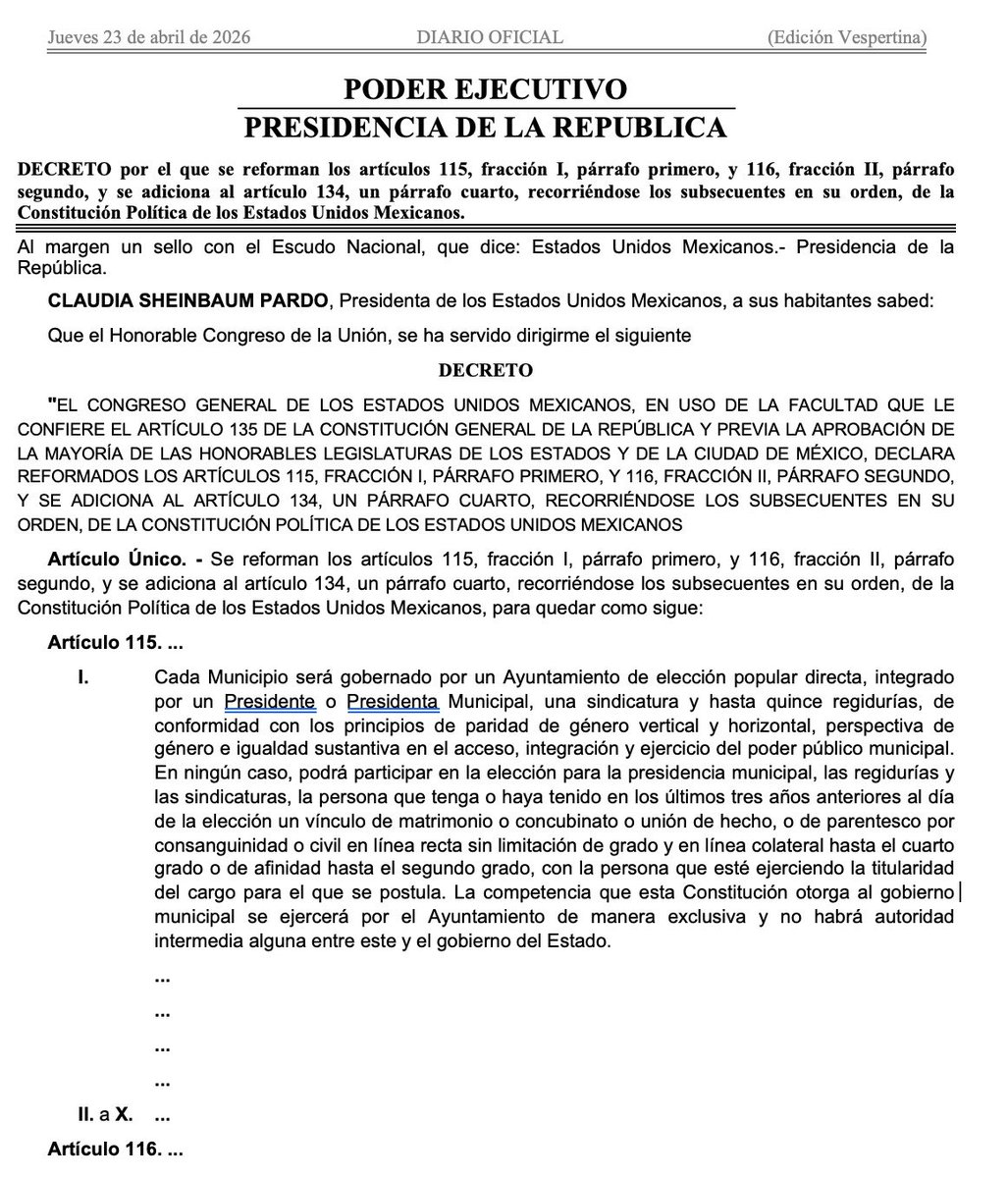LauraBruges's tweet photo. 📄 Ya se publicó en el Diario Oficial de la Federación el casi Plan B 👇🏽electoral https://t.co/nbaTVlEdEy