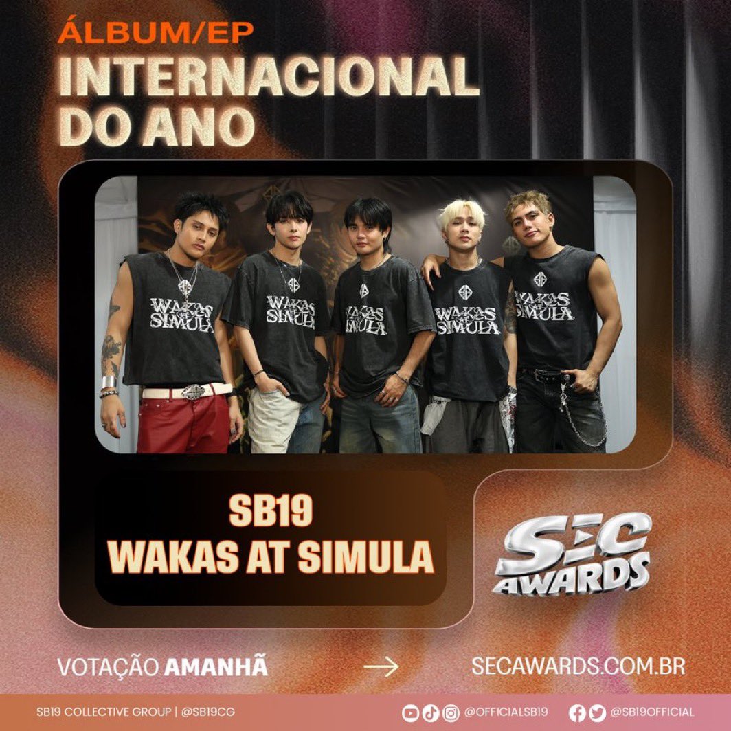 A’TIN, the mission is clear! Our Mahalima are nominated at the SEC Awards once more, and it’s time to show the world the unstoppable force of the Filipino spirit.

SB19 has been breaking boundaries and carrying the flag—now, we carry them to the winner's circle! 🇵🇭🔥

We don't
