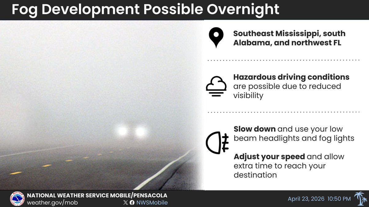 Patchy fog is expected to develop overnight, and it's possible that the ...