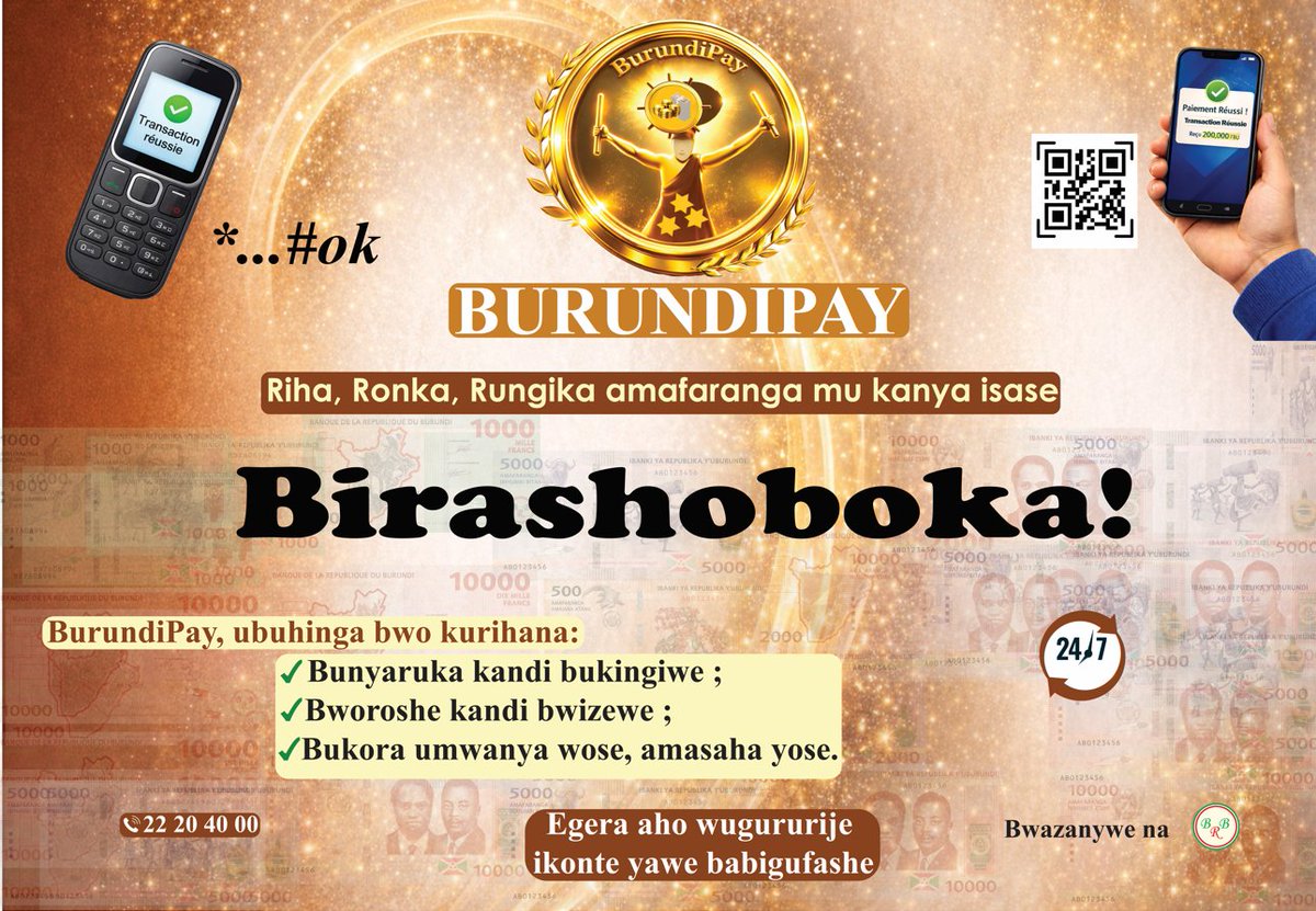 BurundiNet1's tweet photo. En partenariat avec le @seticburundi via le projet @PafenBurundi, la @BankiNkuru lance officiellement le système de paiement instantané du #Burundi, #BurundiPay, instantané, sécurisé, interopérable, intègrant tous les autres systèmes bancaires, mobiles,etc https://t.co/WzyfQbsBci https://t.co/5Snqb7zIyZ