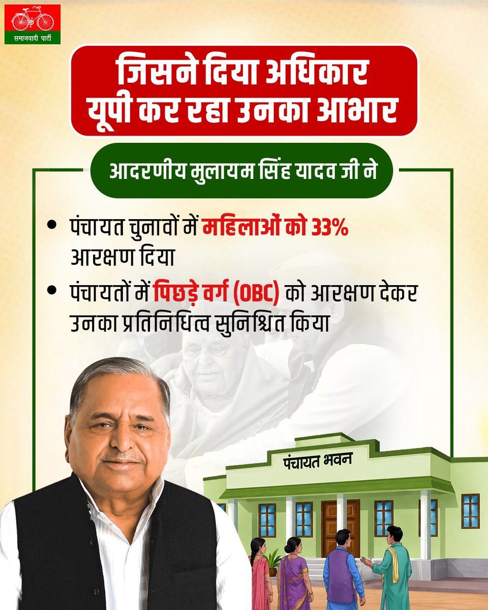 जिसने दिया अधिकार, उत्तर प्रदेश कर रहा उनका आभार। आप सभी क्षेत्रवासियों को 'राष्ट्रीय पंचायती राज दिवस' की हार्दिक शुभकामनाएं।
