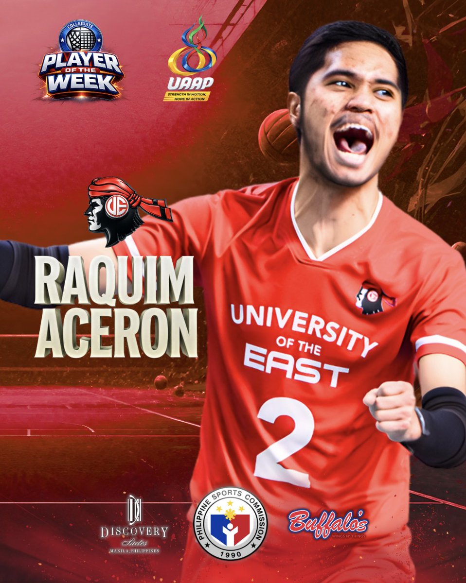 cpc_ph's tweet photo. RAQUIM THE DREAM ⚔️

Raquim Aceron went all out and all heart as UE signed off on the season, earning him the Collegiate Press Corps UAAP Player of the Week plum in men's volleyball.

#UAAPSeason88 #StrengthInMotionHopeInAction https://t.co/EuSp0QtVYR