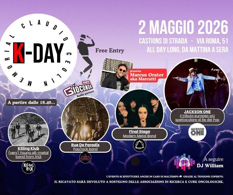 RadioGioconda's tweet image. KAPPA DAY – SABATO 2 MAGGIO | CASTIONS DI STRADA Una giornata di festa, musica e solidarietà ⏰ Dalle 11:30: intrattenimento dedicato ai più piccoli! GAN FINALE Sul palco “JACKSON ONE”, il tributo a Michael Jackson più… #radiogioconda #kappaday #kday #solidarieta #marcusorator