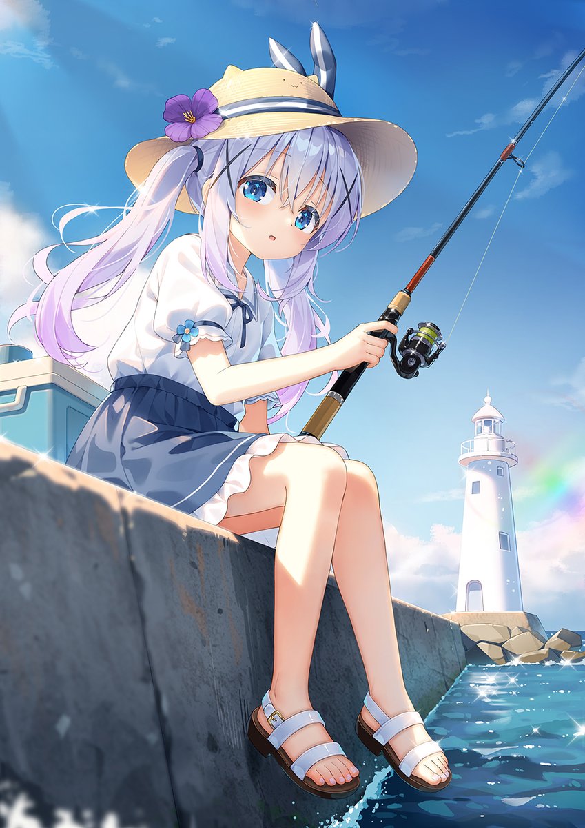 「デカい魚釣れますように～」
魚釣るチノちゃん。
#ごちうさ