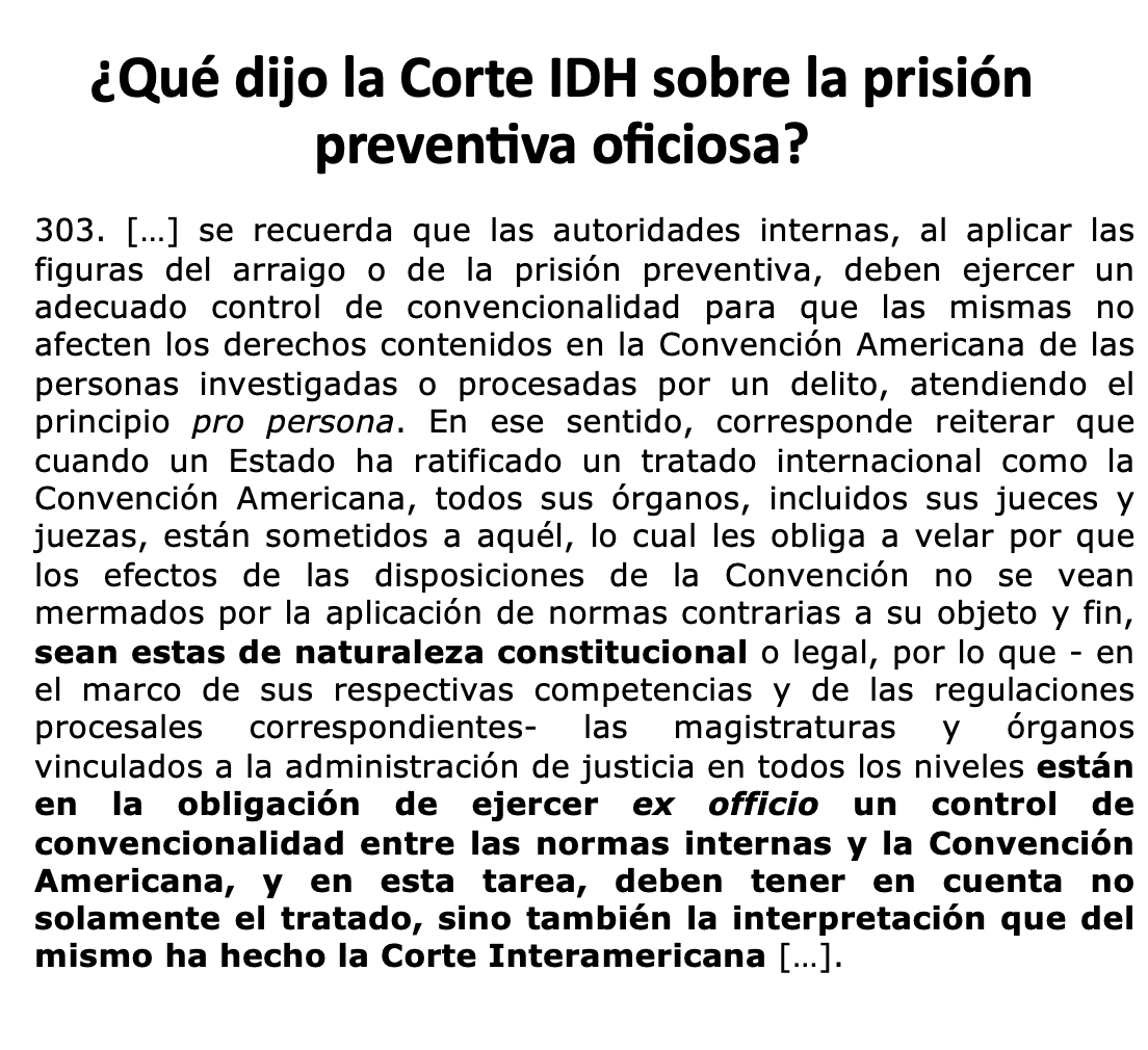 EliudTapia's tweet photo. Cualquier proyecto de la Suprema Corte que analice la prisión preventiva oficiosa debe atender obligatoriamente el párrafo 303 de la Sentencia dictada por la Corte IDH en el caso García Rodríguez y otro vs. México. https://t.co/MA2pQHQe8M