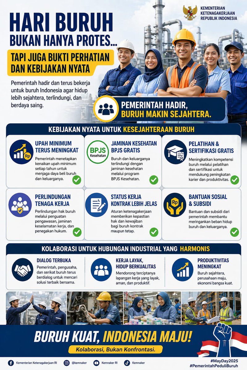 windywrdn98's tweet image. Hari Buruh bukan sekadar protes 🇮🇩
Ada kebijakan nyata: upah naik, jaminan kesehatan, pelatihan, dan perlindungan kerja.

Buruh kuat, Indonesia maju.

#HariBuruh #KesejahteraanBuruh #UntukIndonesia