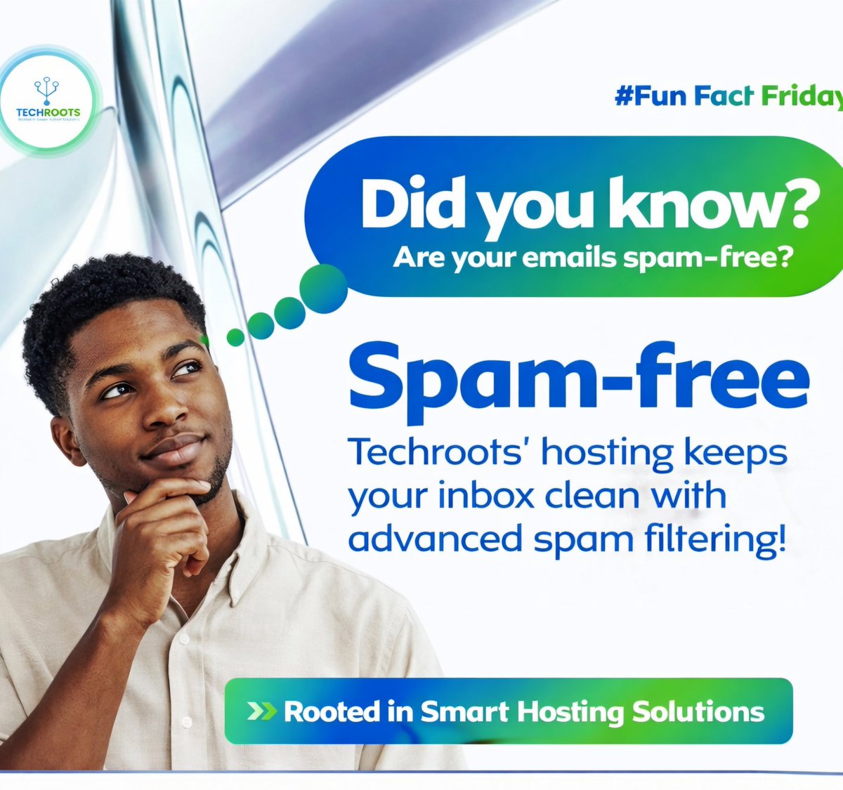techrootszambia's tweet image. Did you know? 💡 

Techroots hosting keeps your inbox clean and secure; because smarter systems mean smoother communication. 😁🤞

#FunFactFriday 
#SmartHosting
#DigitalSolutions