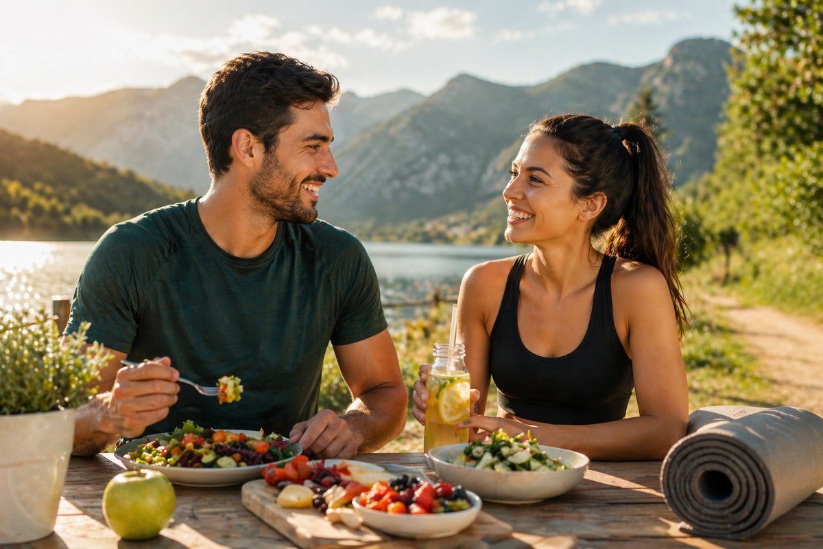 Serenity in Nature: A Couple's Healthy Retreat - PromptGather image 1
