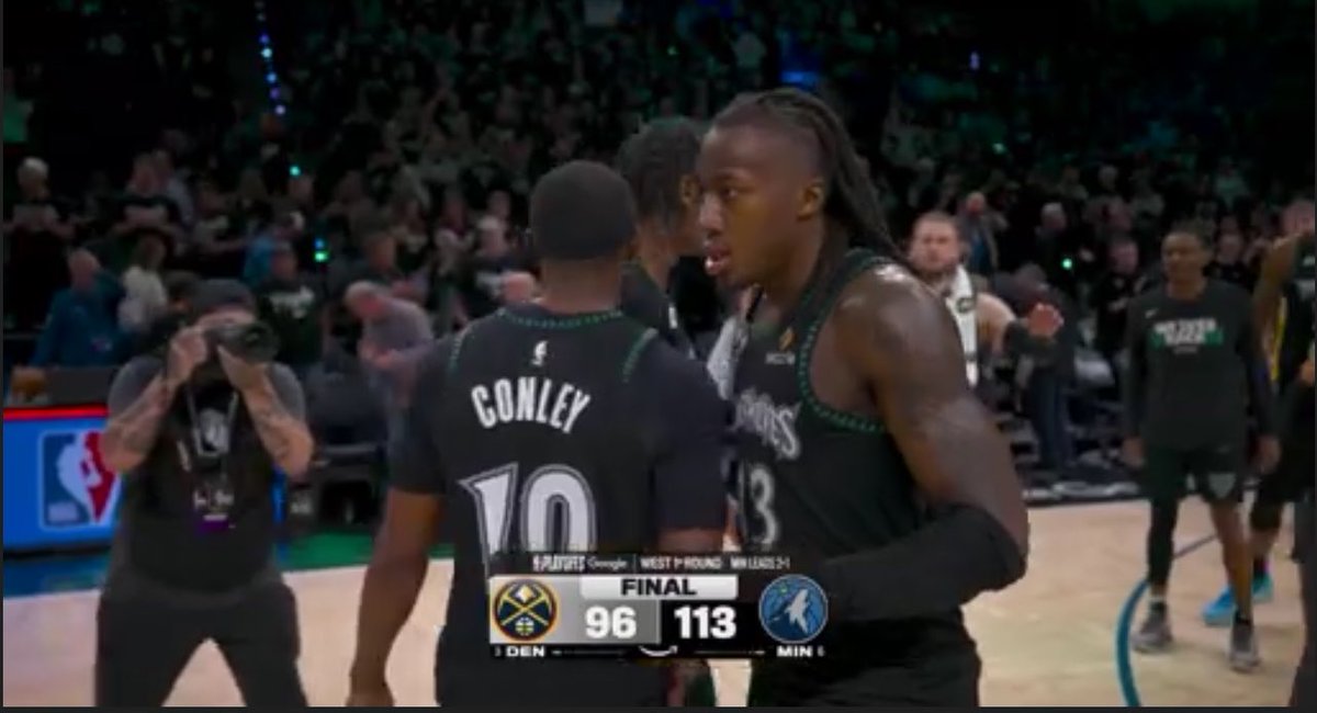 HoopsLiveScore's tweet photo. Final | @nuggets 96-113 @Timberwolves. #MileHighPlayOffs #WolvesBack https://t.co/w9X4oEt6bT