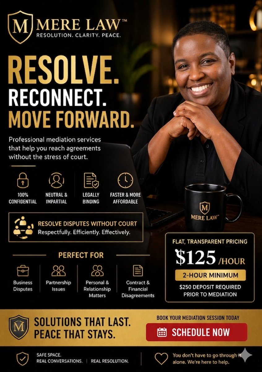 DrMeredyth's tweet photo. #MereLaw #MediationServices #ConflictResolution #Mediation #PeacefulSolutions #LegalPeace #ResolutionWithoutConflict #AlternativeDisputeResolution #ResolutionServices #LawAndMediation #MediationProcess #DisputeResolution #LegalTroubles #MediationMatters #ConflictManagement https://t.co/ObxhHOboCp