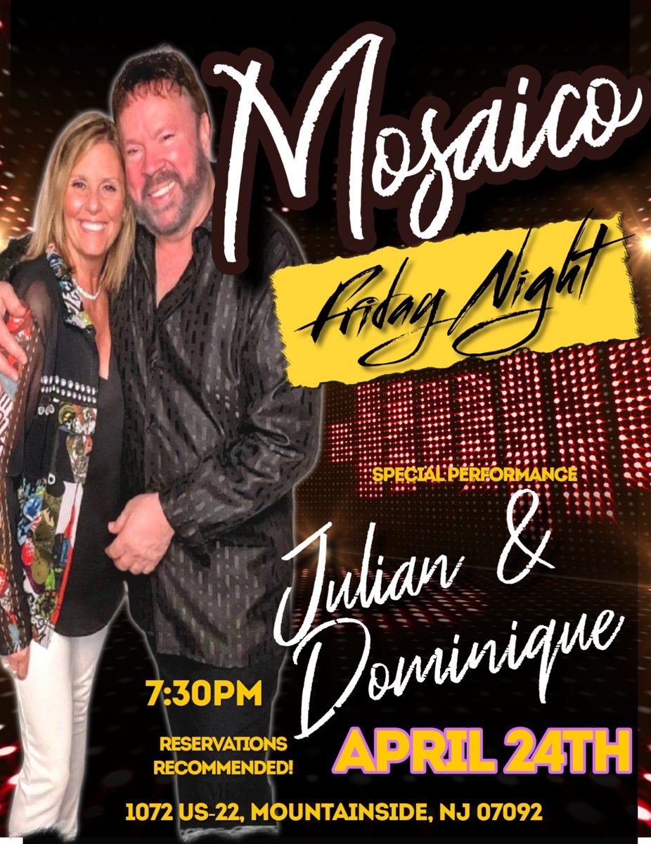 JuliansFortune's tweet photo. COME ON DOWN..THIS FRIDAY JOIN THE FUN @ MOSAICO ! https://t.co/L3qJee6Iom