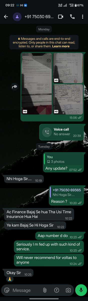npant91's tweet photo. @myvoltas @VoltasBeko @Bajaj_Finance @jagograhakjago @prahladjoshi121  Membershp no. AS2661586, invoice 23-24/V1324 purchased voltas AC with extnd warranty from bajaj fin. I am facing issue regarding cooling but even after multiple requst no resolution provided. such a harrasment https://t.co/utV1jwmov4