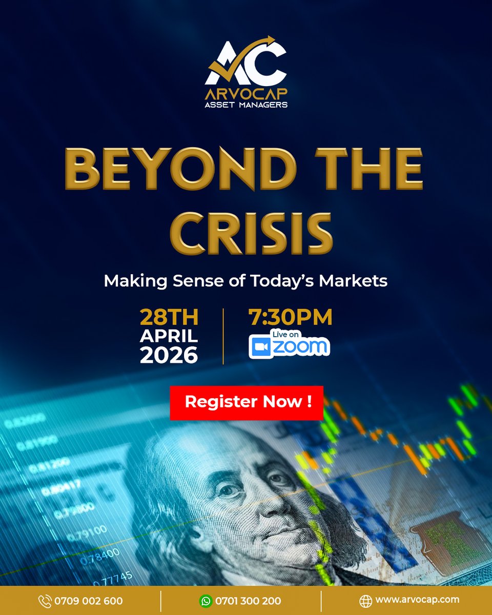 ArvoCap's tweet photo. 𝗕𝗲𝘆𝗼𝗻𝗱 𝘁𝗵𝗲 𝗖𝗿𝗶𝘀𝗶𝘀: 𝗪𝗵𝗲𝗻 𝗪𝗮𝗿 𝗠𝗼𝘃𝗲𝘀 𝗠𝗮𝗿𝗸𝗲𝘁𝘀.
February 28th, 2026 — Operation Epic Fury. 

While the world was still rubbing sleep from it's eyes, the first strike landed. 

A coordinated strike, precise, deliberate, and designed to send a message that couldn't be ignored.

The response came fast. Faster than anyone expected. Missiles answered missiles. And before most people had poured their first cup of coffee, the world had already changed.

Traders stared at their screens in disbelief. News anchors scrambled for words. In boardrooms from London to Nairobi, phones lit up and voices dropped low. 

And then, the move that shook markets: 𝗧𝗵𝗲 𝗦𝘁𝗿𝗮𝗶𝘁 𝗼𝗳 𝗛𝗼𝗿𝗺𝘂𝘇 𝘄𝗮𝘀 𝗰𝗹𝗼𝘀𝗲𝗱.

The world had entered a new chapter. And nobody — not yet — knew how it would end. 

It is easy to overlook a narrow stretch of water on a map.
But this one carries nearly 20 million barrels of oil per day — a lifeline of the global economy.

The news hit markets like a freight train. 

Oil prices surged. 
Equity markets lurched. 
Uncertainty spread — fast, wide, and without warning. 

For five weeks, the world sat in tension. Five long, grinding, nerve-shredding weeks of not knowing.

Would it escalate? Would it resolve? Would this narrow, forgotten strip of water remain the most expensive blockade in modern history?

Fast forward to April 7th, 2026. A two-week suspension of hostilities was announced.

Iran accepted the framework shortly after. And for the first time since the conflict began, formal negotiations toward a lasting agreement began in Islamabad.

Before the ink could dry on the agreements, markets reacted. 
Oil dropped sharply — down nearly 18% in a single move.
Equities surged.
A wave of relief spread across global assets like a tide rushing back in after being pulled far out to sea.

The direction had changed and this is where opportunity begins to take shape. 

Markets are already positioning for what comes next.
Valuations have reset.
Energy pressures are easing.
Confidence is quietly returning.

𝗕𝗲𝘆𝗼𝗻𝗱 𝗧𝗵𝗲 𝗖𝗿𝗶𝘀𝗶𝘀. 𝗠𝗮𝗸𝗶𝗻𝗴 𝗦𝗲𝗻𝘀𝗲 𝗼𝗳 𝗧𝗼𝗱𝗮𝘆'𝘀 𝗠𝗮𝗿𝗸𝗲𝘁𝘀.
Join our upcoming webinar as we go deeper into everything the headlines couldn't tell you.

We'll cover what really happened behind the scenes. 
Why markets were already moving before the news broke. 

Where the real opportunities are emerging right now across asset classes. And exactly how to think about positioning your portfolio for what comes next.

Its a Free Webinar. 
Platform: Zoom
28th April 2026 7:30PM

𝗥𝗲𝗴𝗶𝘀𝘁𝗲𝗿 𝗵𝗲𝗿𝗲: https://t.co/jDwC9p9Nb3

#MarketVolatility #globalwars #globaloilprice #MarketMaker #IranWar‌