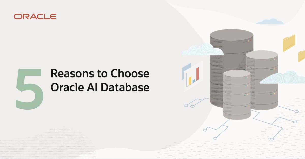 K_MEBUS's tweet photo. End data chaos and unlock faster business value.
Oracle AI Database brings AI to your data, reducing complexity, cost, and risk on a single secure platform. https://t.co/dqXnnjs5NE https://t.co/dBeRceiH9m