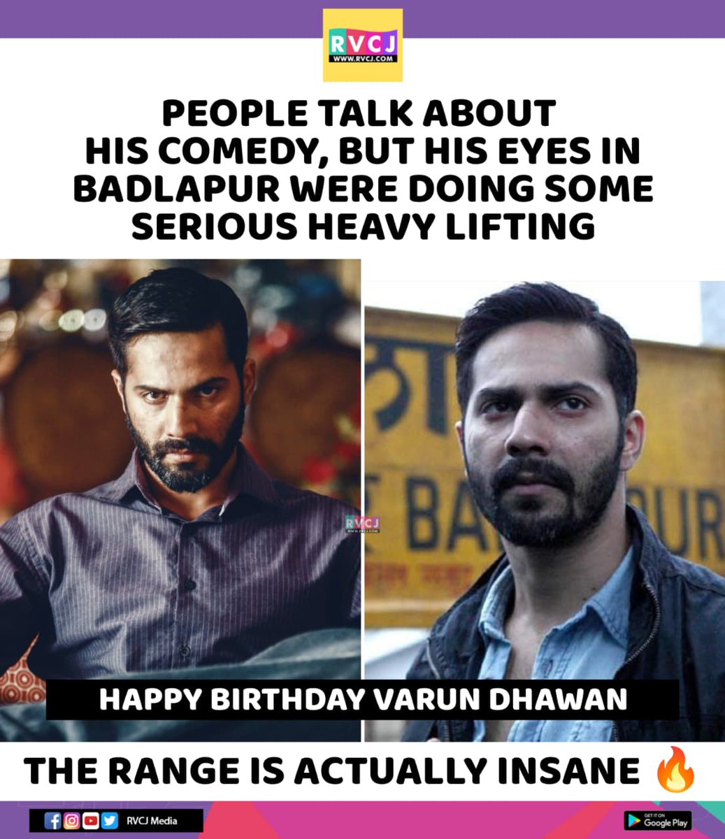 rvcjmovies's tweet image. Happy Birthday, Varun Dhawan 

#varundhawan #badlapur #bollywood #bollywoodmovies #bollywoodactors