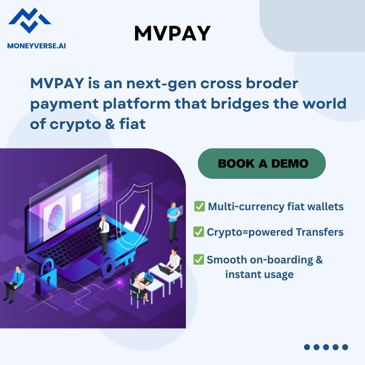 moneyverseai's tweet image. Cross-border payments are evolving. 🌍

MVPAY by Moneyverse.ai bridges crypto &amp;amp; fiat for faster global transactions.

✅ Multi-currency fiat wallets
✅ Crypto-powered transfers
✅ Smooth onboarding
Future-ready payments start here. 🚀
#Fintech #Crypto #Payments