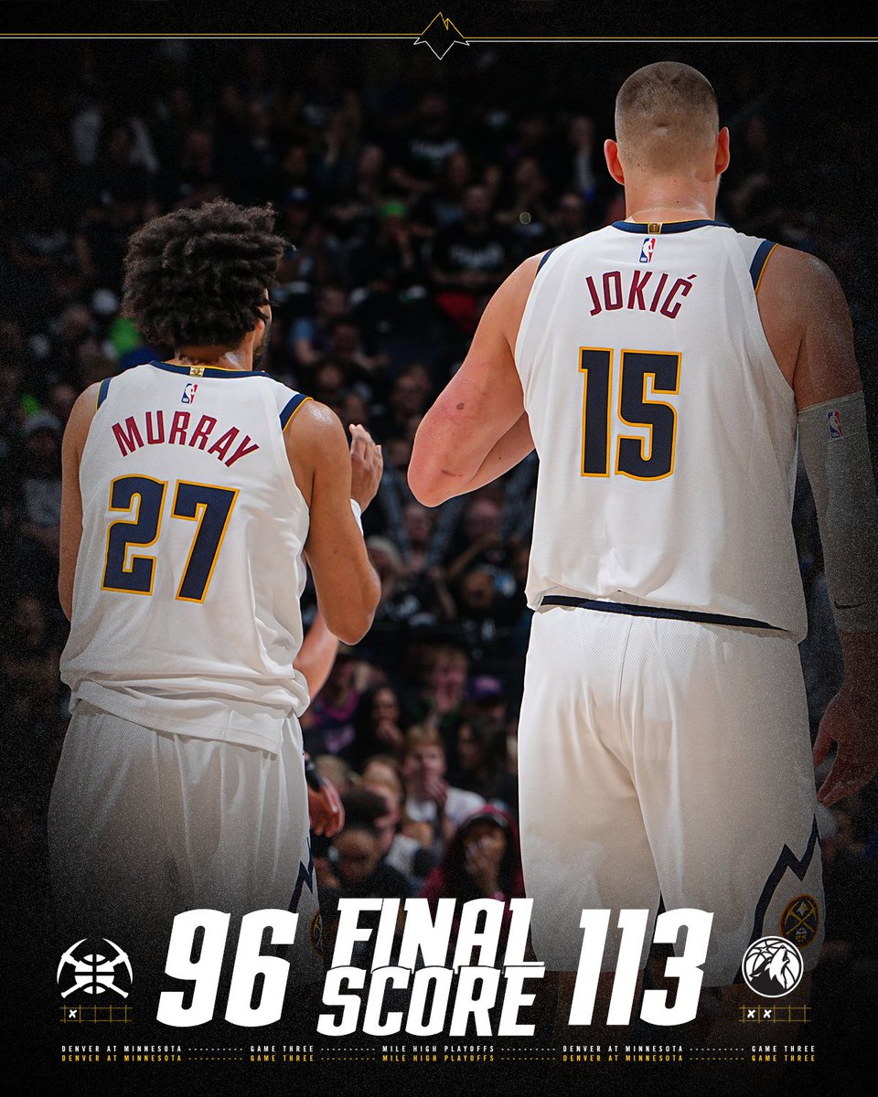 Trish1152's tweet image. A DEFEAT AT MINNESOTA😭
MINNESOTA NOW LEADING 2:1 ON THE SERIES

#DENVER #MileHighPlayoffs #WolvesBack