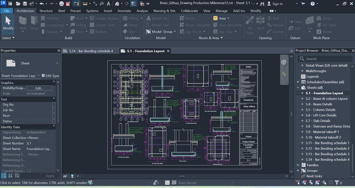 Brian_Githua's tweet photo. I am done with the detailing.

I carefully arranged the layouts and details on sheets.

This is drawing production.

Sheets are then converted to PDF and sent to the client.

Have a look. https://t.co/oahiCVsCHq