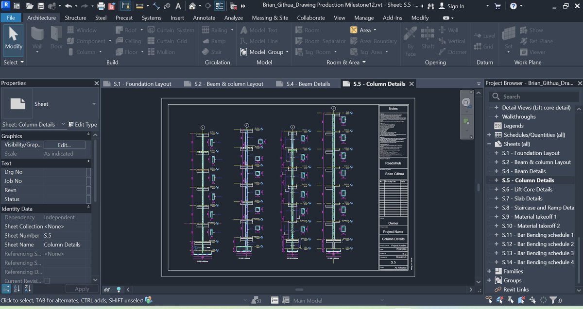 Brian_Githua's tweet photo. I am done with the detailing.

I carefully arranged the layouts and details on sheets.

This is drawing production.

Sheets are then converted to PDF and sent to the client.

Have a look. https://t.co/oahiCVsCHq