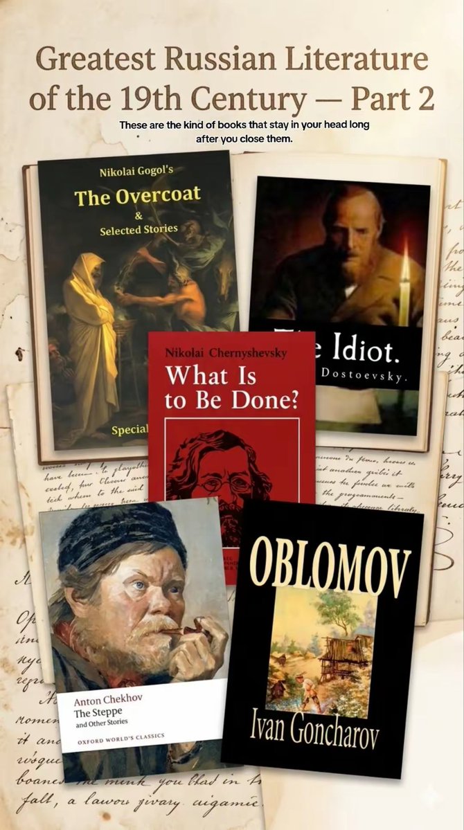 TopBooksTalk's tweet image. This is the peak of Russian literature
The works that defined a golden era of depth, philosophy and human conflict.

bookshop.org/lists/greatest…⁠

#RussianLiterature #Classics #MustRead