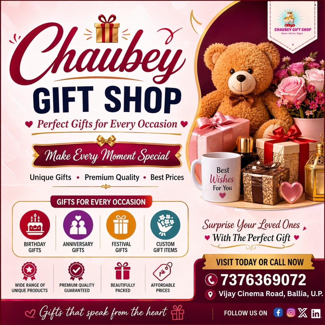 chaubeygiftshop's tweet photo. 🎁 Thoughtful gifts for every occasion
Quality & affordable collection available
📞 Call/WhatsApp: 7376369072
👉 DM to order
#ChaubeyGiftShop #GiftStore #Ballia #GiftIdeas #ShopLocal #Gifting #SpecialMoments https://t.co/hJD9eG8IjV