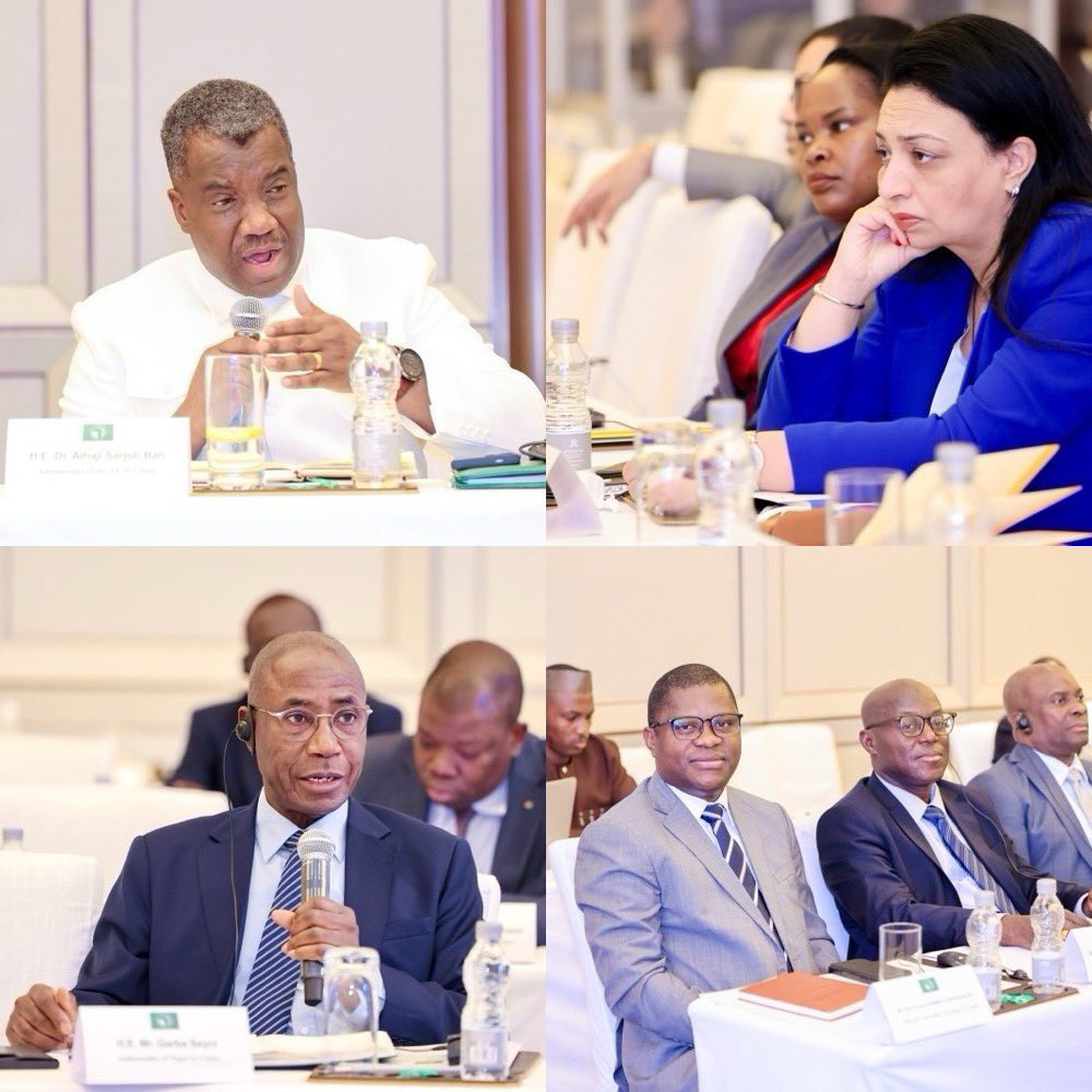 AUMission_China's tweet image. Annual Retreat of the Group of African Ambassadors in #China 🇨🇳  on the theme “Leveraging China’s 100% Tariff-Free Offer to Foster Development and Prosperity in Africa”:

#Session 2 on: Market Access and Standards.

Lead Speakers: H.E. Mr. Abu Bakarr Karim, Ambassador of the