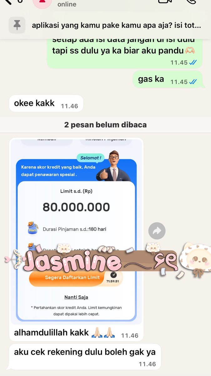 jokipinjolmine's tweet image. sekarangg tuh banyak yang nipu tapi bilang nya aman, pinpri / fee di awal itu rata" nipu semua. jadi kalian hati hati buat nyari joki pinjol yaa #jokipinjol #gestun #pinjol #zonauang