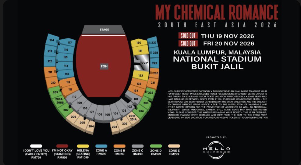 marksuubak's tweet photo. WTS (helping my friend)

MY CHEMICAL ROMANCE (MCR) in KL

📆 20 Nov 2026 (Day 2)
🎫 I M NOT OKAY(STANDING) x2
💰 RM648 each

#MCRinKL #MCRLiveInKL #MyChemicalRomance https://t.co/1wiSK4sPUU