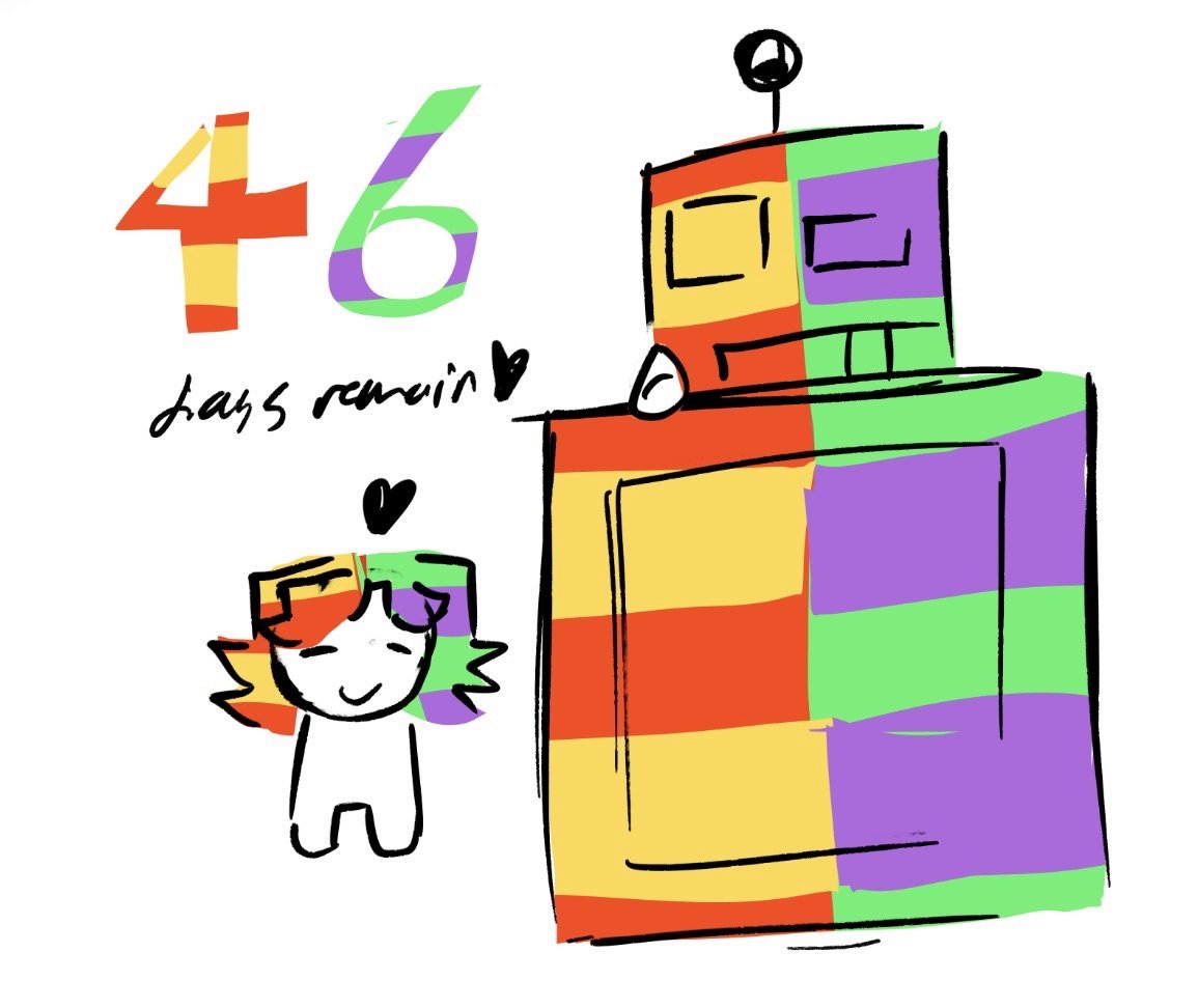 drawing roboty every day until my top surgery - 46 days remain

today's roboty is late because i was dyeing my hair. yes in this pattern