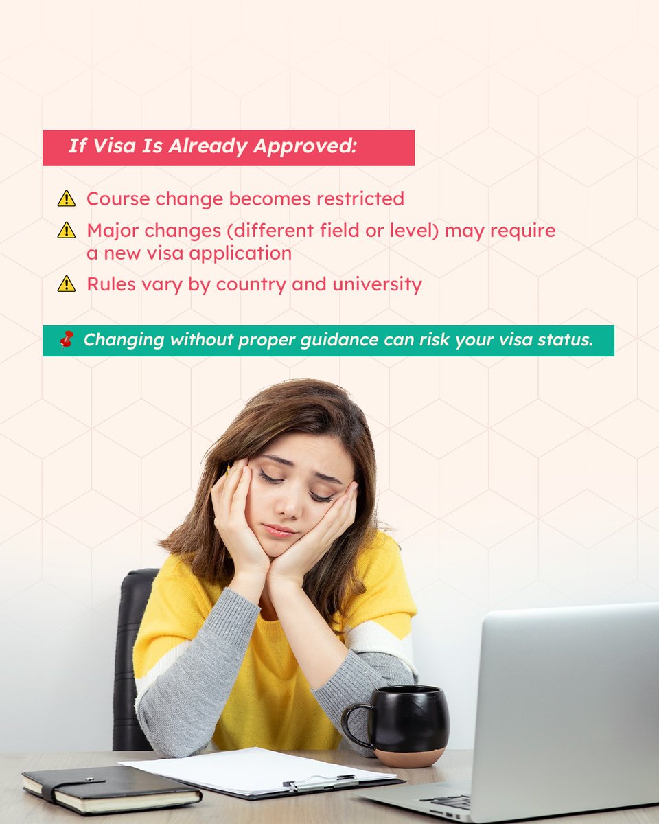 studynxtabroad's tweet photo. Thinking of changing your course after applying abroad? 🤔
Here’s the truth
You can but not always easily.
⏳ Timing is everything
⚠ Visa rules matter
🚫 One mistake can cost your future
Play it smart. Get guidance.
#StudyAbroad #StudentVisa #CareerAdvice #StudyTips  #Studunxt https://t.co/Nksk3mumzp