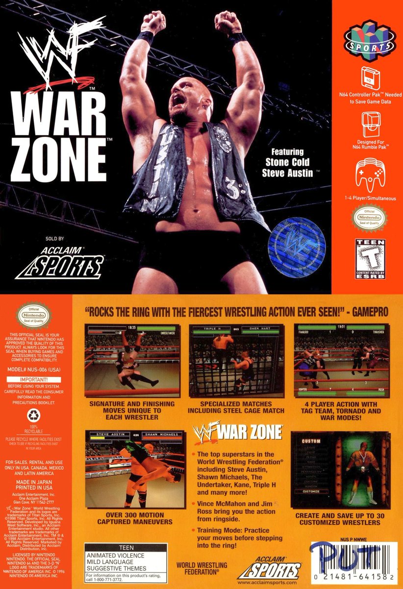 WWFWrestling1's tweet image. WWF War Zone for the Nintendo 64! 🎮 #WWF #WWE #Wrestling #N64