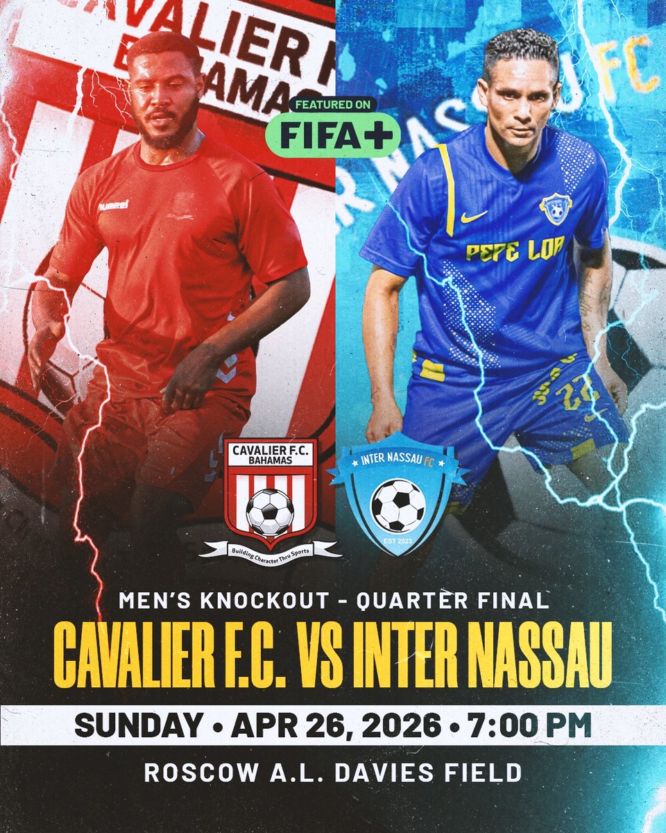 BahamasFootbal1's tweet image. Cavalier F.C. vs Inter Nassau
Pressure makes diamonds 💎⚽️

A high-stakes clash where composure, skill, and execution will decide who moves forward.

Pull up and witness it live 🔥

#BFA #BahamasFootball #KnockoutFootball #GameTime