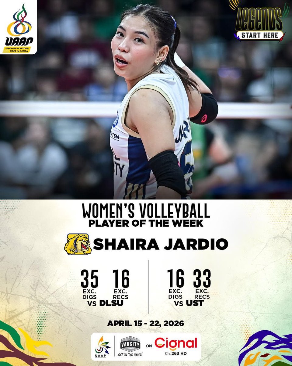 Player of the Week recognition for Shaira Jardio 💪