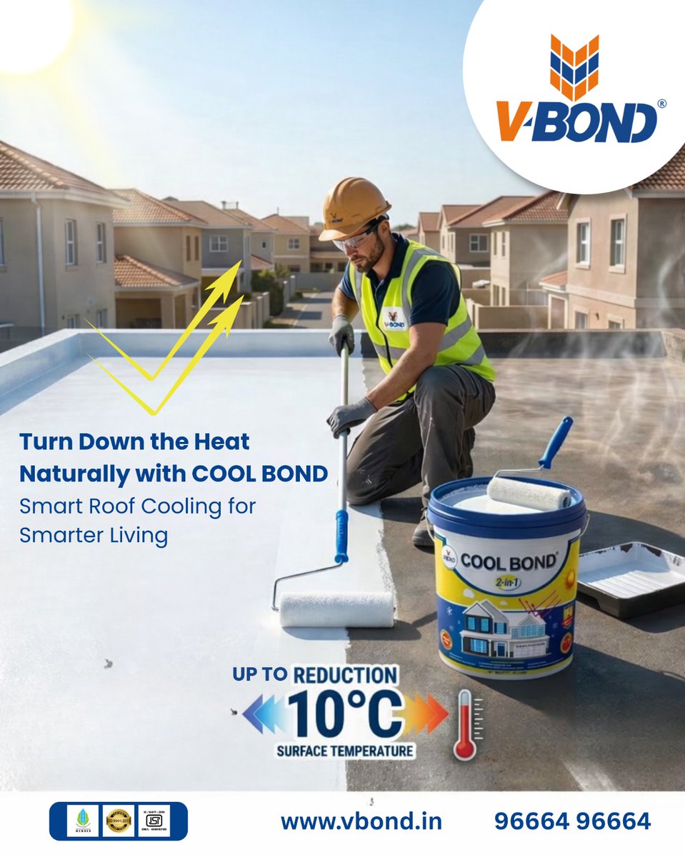 value_bond's tweet photo. Apply once. Stay cool for years.
Choose V-BOND COOL BOND for smarter summer protection.
Contact :+91 9666496664
🌐 Visit: https://t.co/uXq89zkcaF
#CoolRoof #VBond #SummerFix #HeatControl #EasySolution #HomeUpgrade https://t.co/mYVnJTFd4p