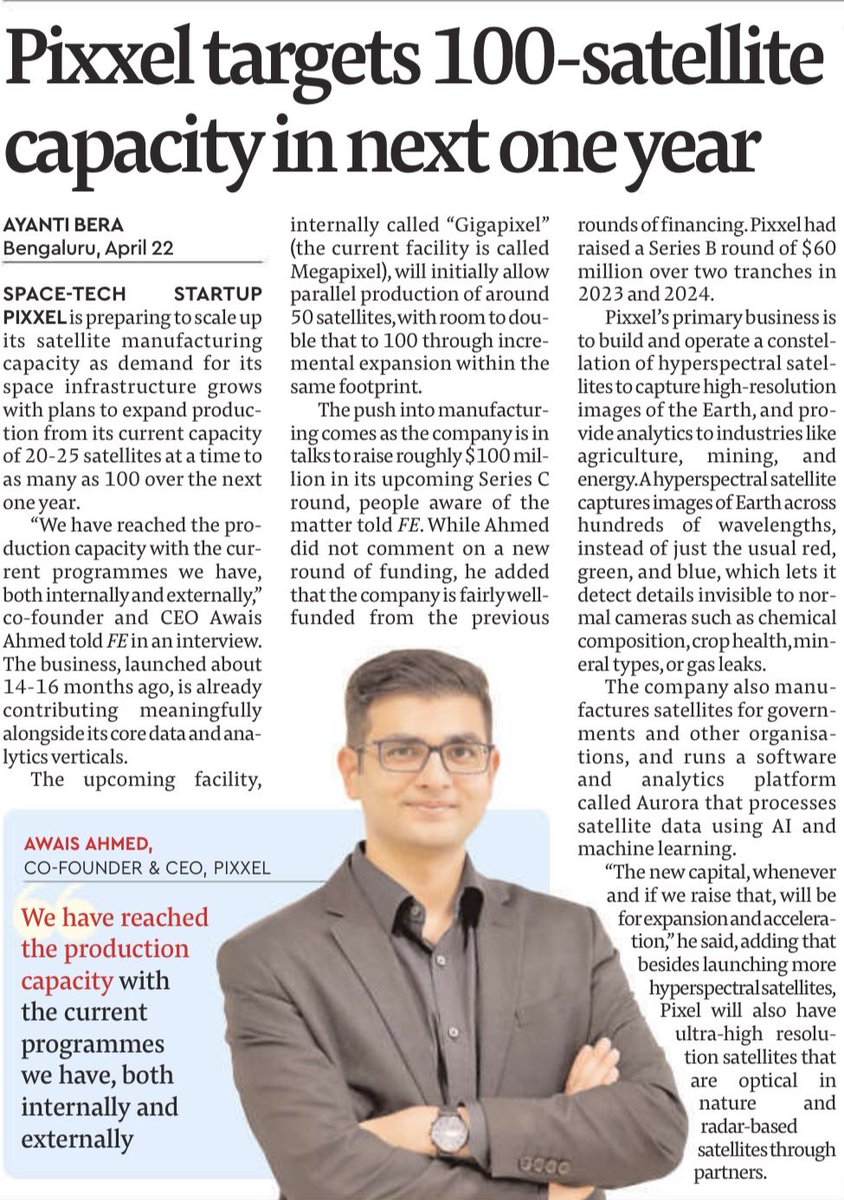 awaisahmedna's tweet photo. Can you feel the acceleration @PixxelSpace ?! This year we are already scaling to 100 satellites in parallel (that's 200-400 satellites a year depending on turnaround). And that's just the start. It will only keep growing from there. Exciting times ahead. And many more announcements coming soon. 🚀
