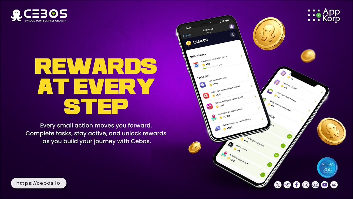 _cebos's tweet image. Turn everyday actions into valuable gains.
Your activity on Cebos doesn’t just move you forward - it brings value back to you.
Don’t miss out! Download our app now: ce.cebos.io/#download 
#CEBOS #Rewards #DownloadNow
