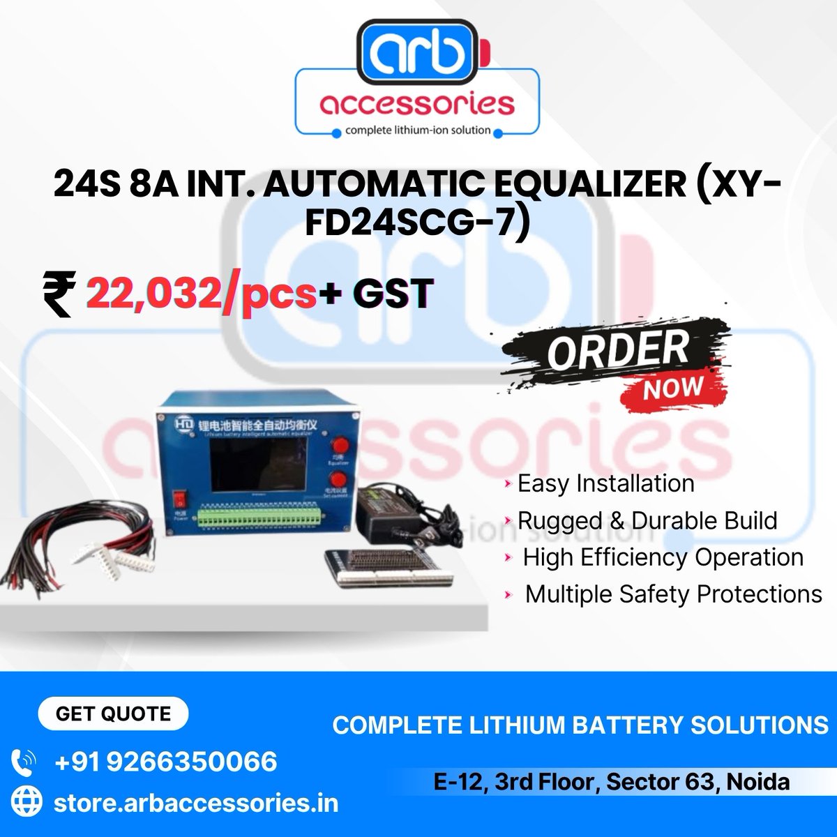 arb_ltd's tweet image. 🔋 Intelligent Automatic Equalizers – Advanced Battery Balancing

🔹 24S 5A Intelligent Automatic 
🔹 24S 8A Intelligent Automatic 
🔹 24S 14A Intelligent Automatic 

🛒 Available at ARB
🌐 store.arbaccessories.in/category/balan…

#ARBAccessories #Equalizer #BatteryBalancing #EnergyStorage
