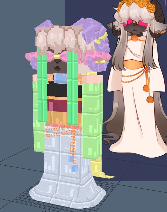 LadyNeph's tweet photo. WIP model of a new OC of mine C:>
Texturing and animations are gonna be a pain I just know it </3

#minecraft #blockbench https://t.co/5YzlECPcC1