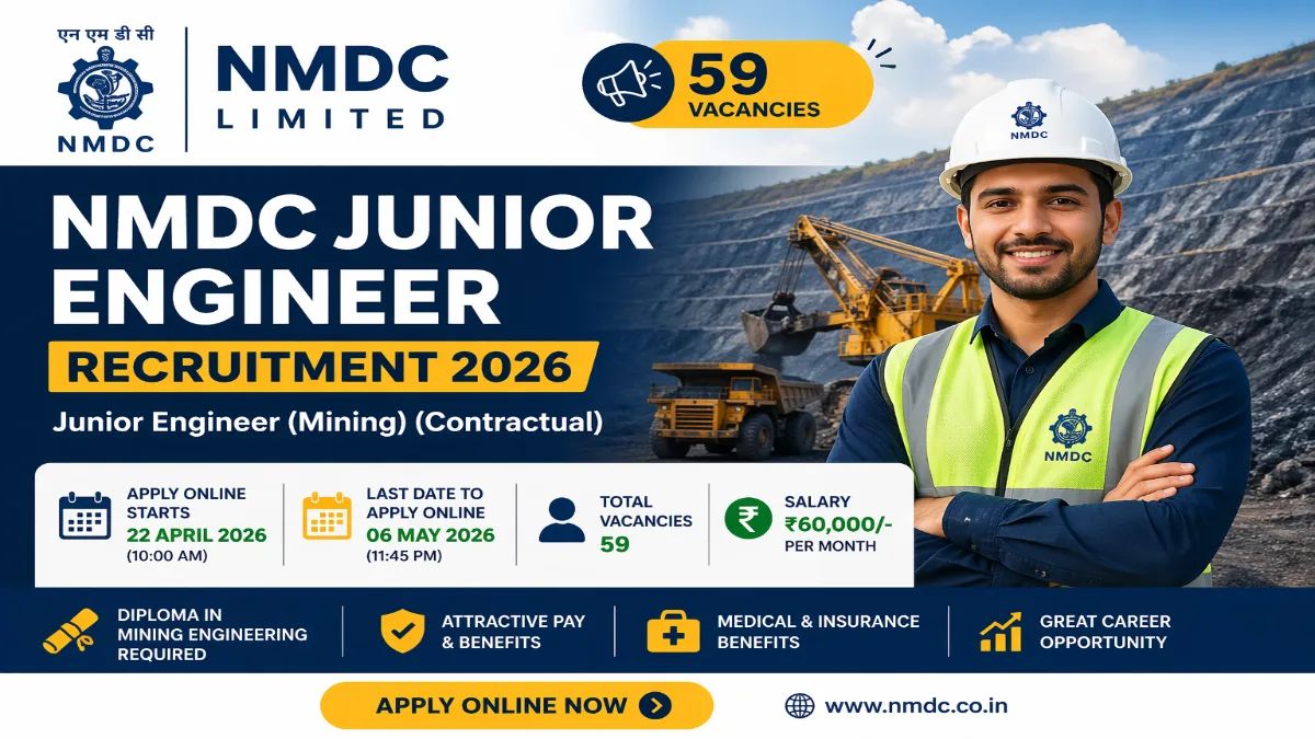 Sarkari_Result1's tweet image. NMDC Junior #Engineer Recruitment 2026 Out – Apply Online 59 #JE Posts
@Sarkari_Result1 #SarkariResult

Click Below Link To Apply👇
sarkariresult.app/nmdc-jobs-recr…