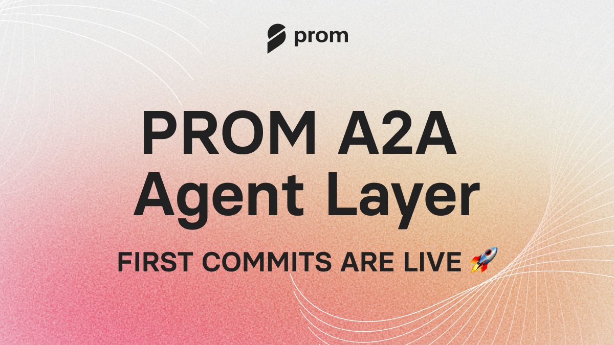 prom_io's tweet photo. PROM A2A Agent Layer: First Commits Are Live 🚀

We've started development of the top layer of the PROM AI stack. Before this, we focused on two core pieces: the A2A Verification Network for evaluating agent results and the PROM A2A Payment Rail for handling high-frequency interactions... 

Now we’re moving one level up!

The A2A Agent Layer is where agents actually interact. It combines on-chain and off-chain infrastructure to support identity, service discovery, pricing, usage tracking, and policy enforcement. It also defines a request/response model for agent-to-agent communication. This is where the system becomes usable: not just settlement and verification, but real interaction between agents.

More details on GitHub👇
https://t.co/M0eouXfpRC