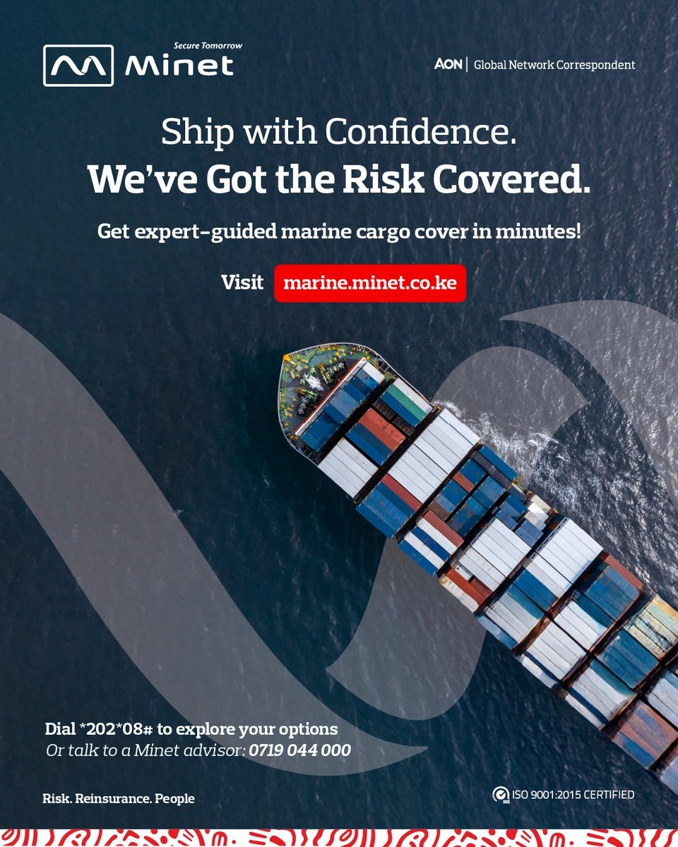 Minet_Kenya's tweet photo. Access marine cargo insurance through Minet’s digital platform, backed by expert advisory across your supply chain. Explore your options today.