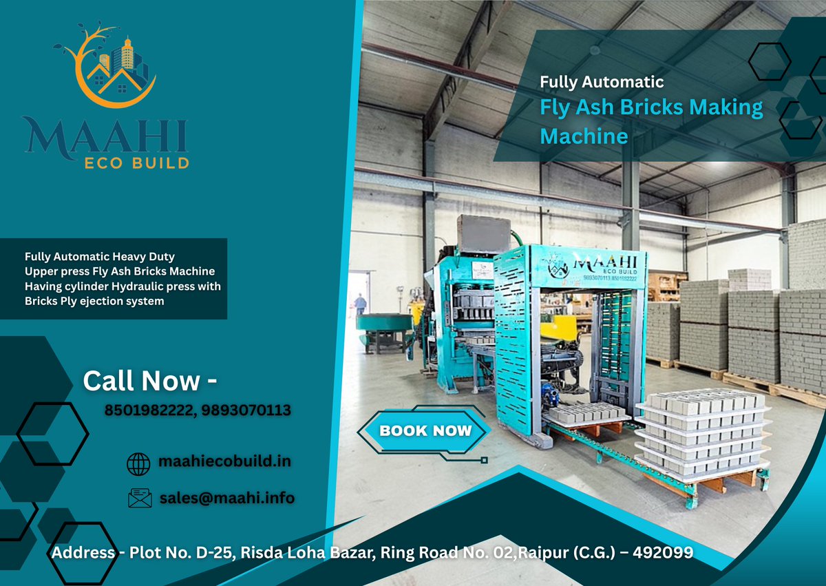 maahiecobuild's tweet image. Fully Automatic Fly Ash Bricks Making Machine

#FlyAshBrickMachine #FlyAshBricks
#BrickMakingMachine #AutomaticBrickMachine
#BlockMakingMachine #PaverBlockMachine
#ConstructionMachinery #BrickPlant
#MaahiEcoBuild #IndustrialMachines
#RaipurBusiness #ChhattisgarhIndustry