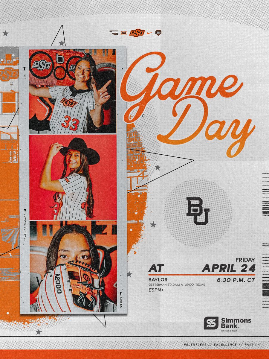cowgirlsb's tweet photo. Back at it against the Bears 🤠

🆚 Baylor 
⏰ 6:30 p.m. CT
📍 Getterman Stadium
📺 ESPN+
📻 KGFY 105.5 FM or https://t.co/H6BLcjDNmL
📊 https://t.co/ty6rxLM1gi

#GoPokes | @simmons_bank | @gabbyca99454096 https://t.co/G6GKaUItEK