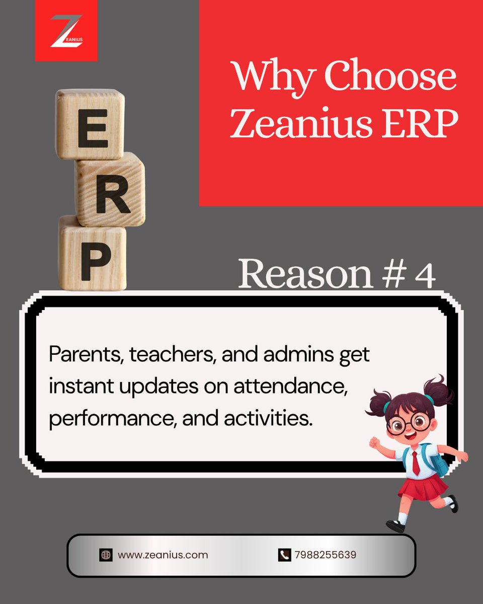 MTBPvtLtd's tweet image. Reason #4 to choose Zeanius ERP:Instant connectivity for everyone involved. Empower your school community with the tools they need to succeed.
Get started: 7988255639
Visit us: zeanius.com
#school #ZeaniusERP #SchoolManagement #EdTech #SmartSchooling #SchoolAutomation
