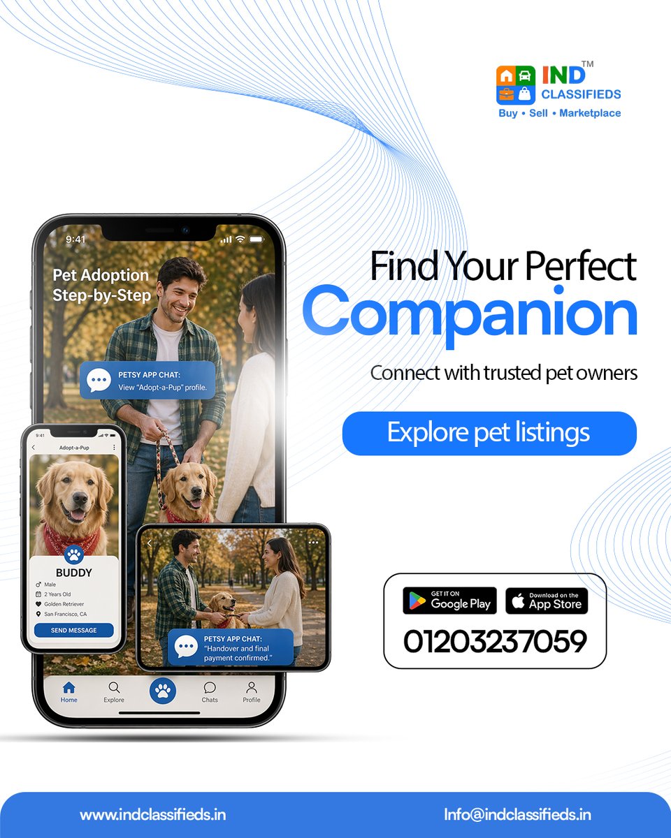 IndClassifieds's tweet image. Find your perfect companion 🐾
Connect with trusted pet owners.

Explore pet listings.

Download &amp;amp; explore 👇
 indclassifieds.in
 play.google.com/store/apps/det…
 apps.apple.com/in/app/ind-cla…

#PetLovers #INDClassifieds