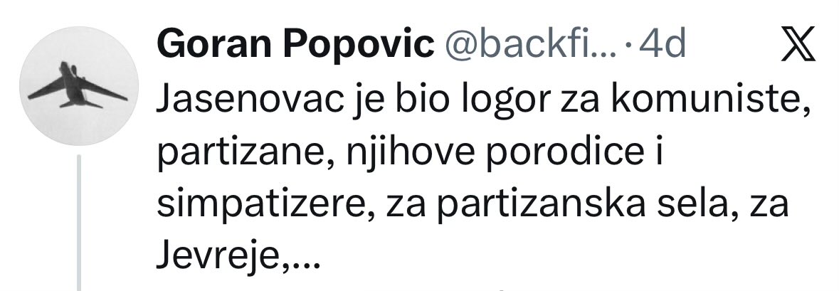 VidovicSte74's tweet photo. @backfin002 @SerbsCroatia O daa ozbiljan Varazdinac budala cim ne navodis da je Jasenovac bio za Srbe i Rome jer su Srbi i Romi. https://t.co/j96i37arMx