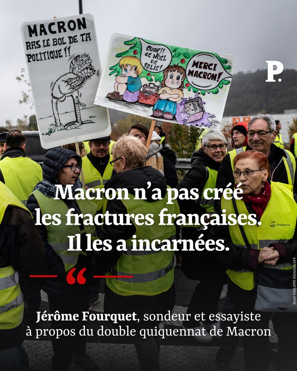 LePoint's tweet image. Le RN à 30 % à son départ, 3 300 milliards de dette et une France plus morcelée que jamais... Le bilan du double quinquennat de Macron par Jérôme Fourquet ➡️ l.lepoint.fr/UoK