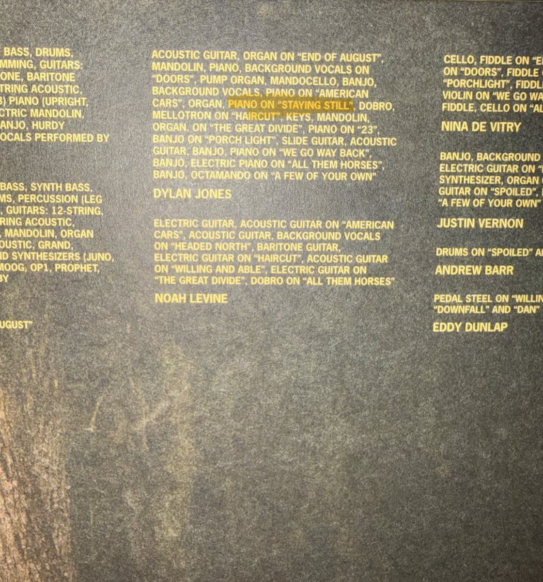 KahanArchive's tweet photo. 🚨🚨🚨🚨 STAYING STILL AND LIGHTHOUSE (the Bon Iver collab) ARE LISTED ON THE VINYL PACKAGING. There’s also a different song called “a few of your own” 🚨🚨🚨🚨 https://t.co/KG8gYrVMM2