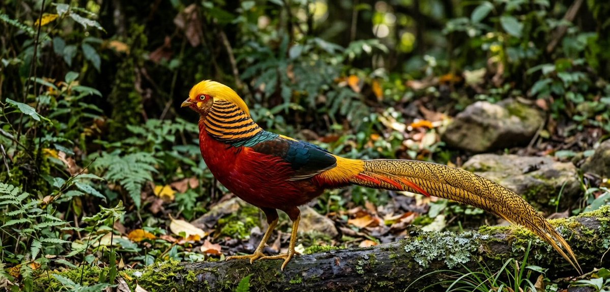AmericanaWild's tweet image. A splash of colors in the wild! The Golden Pheasant, with its brilliant golden crest and deep red breast, is one of nature's most stunning masterpieces. A true sight to behold. #GoldenPheasant #WildBeauty #NaturePhotography #BirdsOfParadise