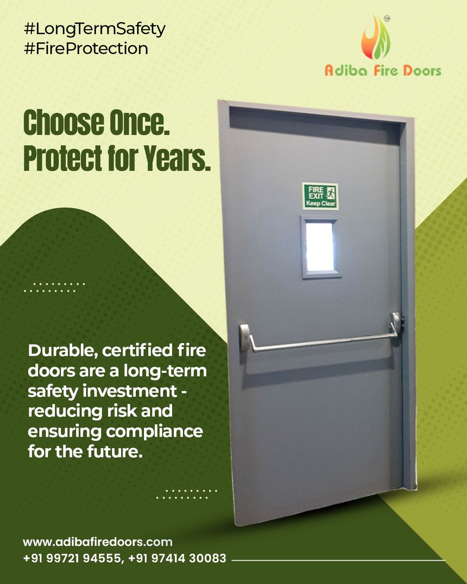 adibafiredoors's tweet image. Choose Once. Protect for Years.

Durable, certified fire doors are a long-term safety investment — reducing risk and ensuring

compliance for the future.

#LongTermSafety #FireProtection #SafetyFirst #FireDoors

Call Us: 99721 94555/ 97414 30083

Visit us :adibafiredoors.com